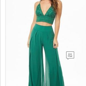 Crotchet Lace Crop Top & Pants Set